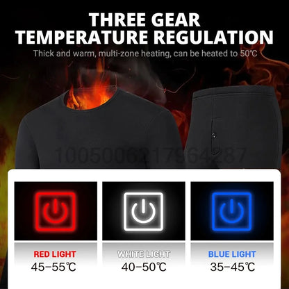 Winter Heated Underwear Set Women Men USB Electric Heating Jacket Winter Sports Thermal Underwear Electric Heated Equipment