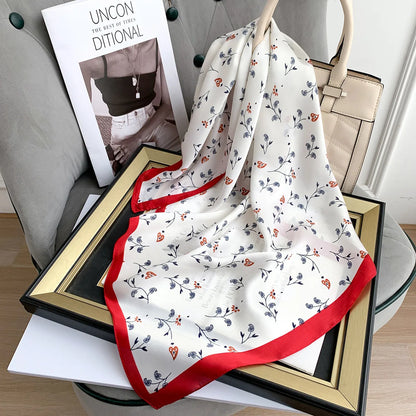 2023 New 70x70cm Women Multifunction Polyester Silk Head Scarf Retro Florals Prints Casual Small Square Wraps Scarves Shawls