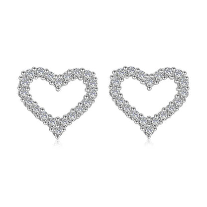 Moissanite Diamond Love Heart Stud Earrings for Women Gift Real 925 Sterling Silver Eternity Wedding Fine Jewelry