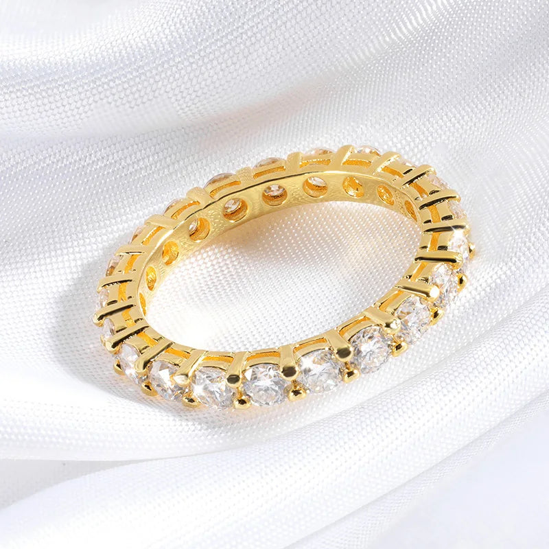 18k Gold Plated 3/3.5mm All Moissanite Diamond Rings