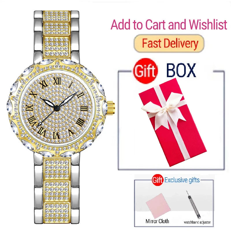 Rhinestone Women Watches Stainless Steel Crystal Ladies Quartz Watch Women Dress Clock Dropshiping montre femme