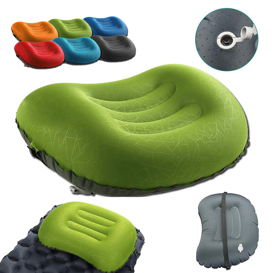 Ultralight Inflatable Camping Travel Pillow Compact Ergonomic Inflating Pillows for Neck Lumbar Support Camp Hiking Backpacking