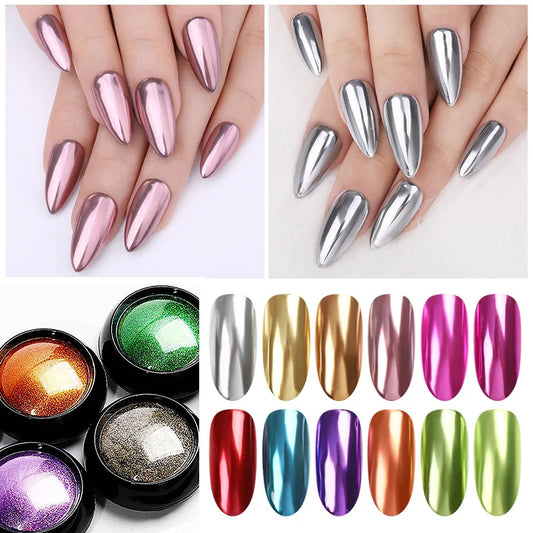 1Box Nail Mirror Glitter Powder Metallic Colorful Dust