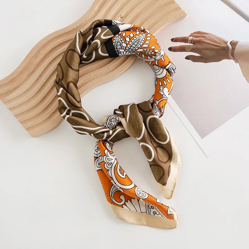 2023 Blooming Cashew Print Square Scarf Women Bandana Hairband Lady Head Wraps Female Shawl Fashion Neckerchief New