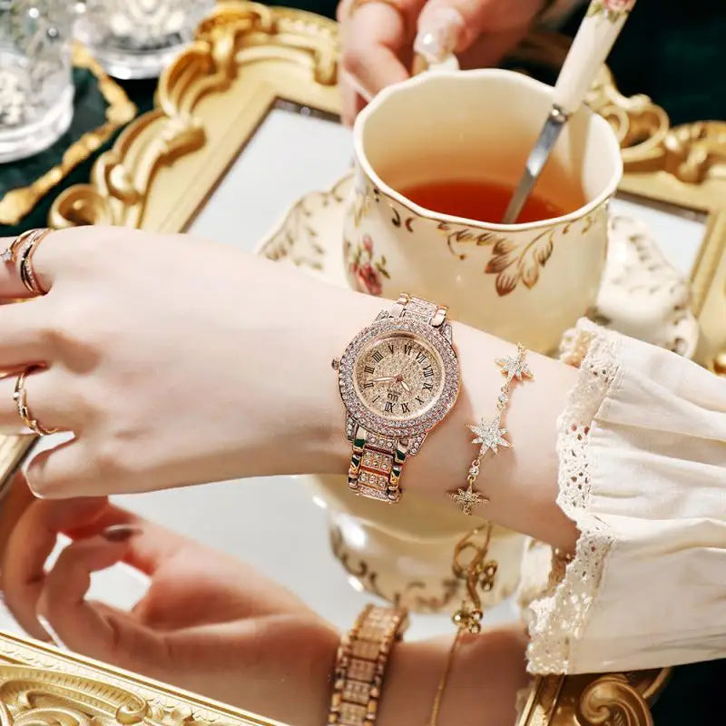 2024 Hot Sell Women Watches Top Brand Rose Gold Watches For Women Quartz Ladies For Watches Women Holiday Gift Skirt Accessories