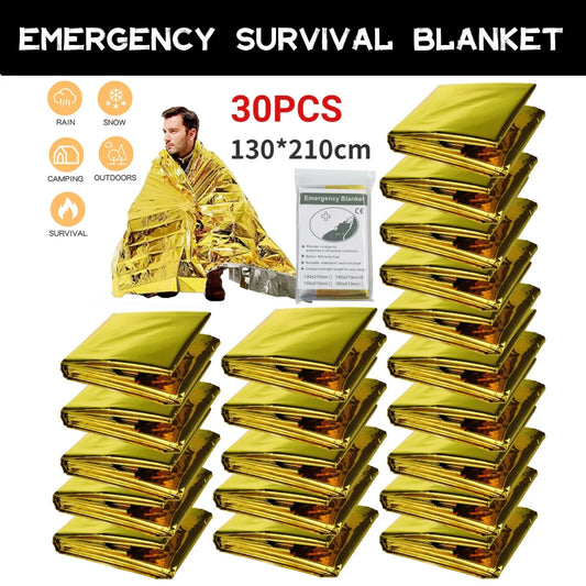 5-30Pc Outdoor Emergency Gold-Sliver Survival Blanket Waterproof First Aid Rescue Curtain Foil Thermal Military Blanket130X210Cm