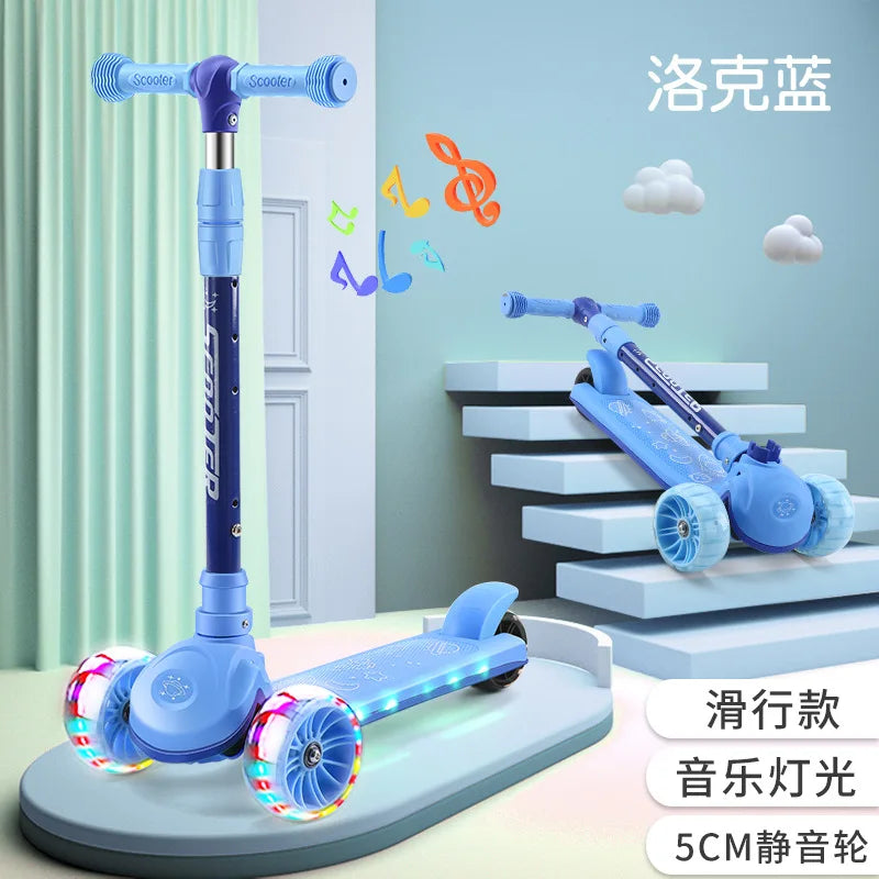 Children's Scooter Wholesale 2-12 Years Old Can Sit Perambulator Music Three Four-Wheel Scooter Scooter Children