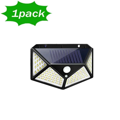 1~12PCS 100 LED Solar Wall Lamp 4 Sides Luminous With Motion Sensor Outdoor Garden Courtyard Waterproof Wall Light