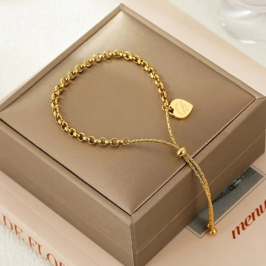 316L stainless steel bracelet Heart Bracelet Pull Titanium Steel bangle Ball Chain Bracelet Anklet adjustable bracelets