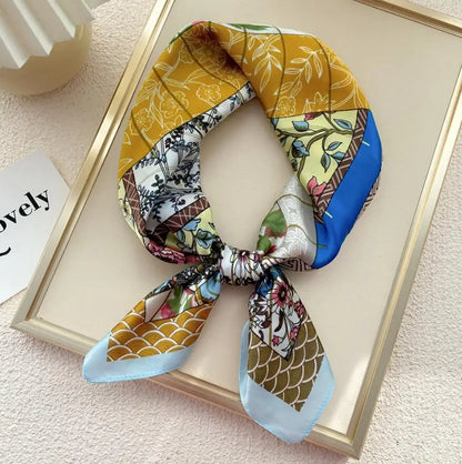 2022 New Women Print Square Scarf Head Wraps Foulard Shawls Neck Scarves Hijab Neckerchief Bandana Multifunction 70*70cm