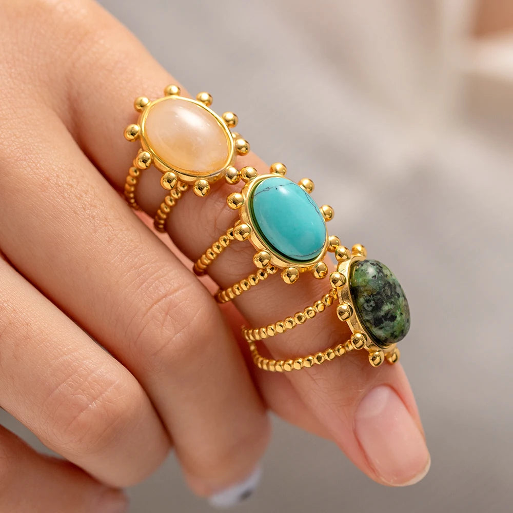 Ring Set With Semi-precious Stones Vintage Geometric Zirconium Ring Rings Women's Rings for Women Jewelry Sets Fashion