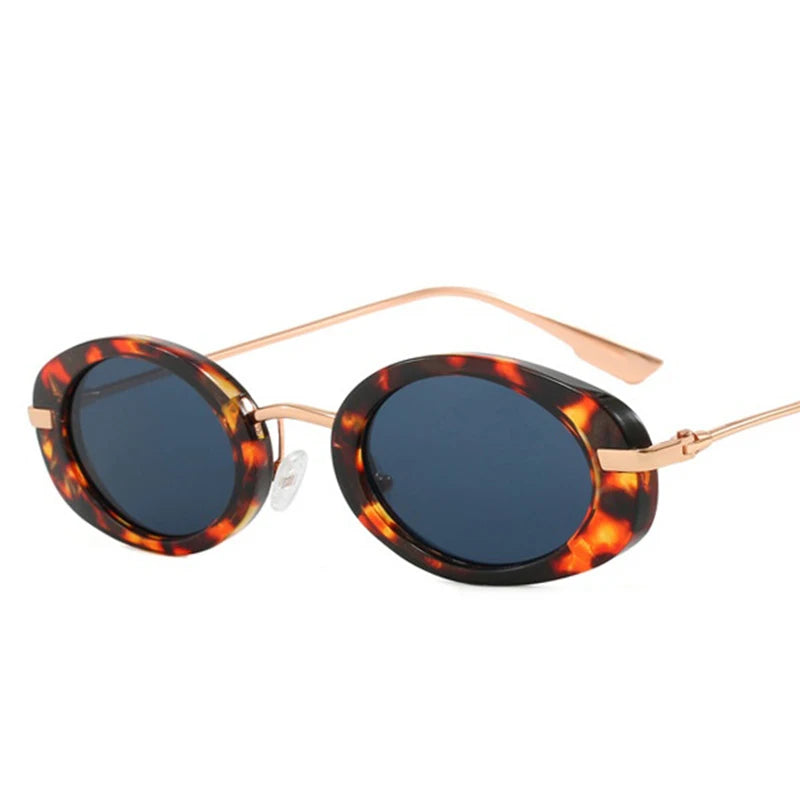 Fashion Brand Women's Retro Oval Sunglasses Sexy Small Frame Green Leopard Sun Glasses Ladies New Stylish Shades UV400 Eyewear