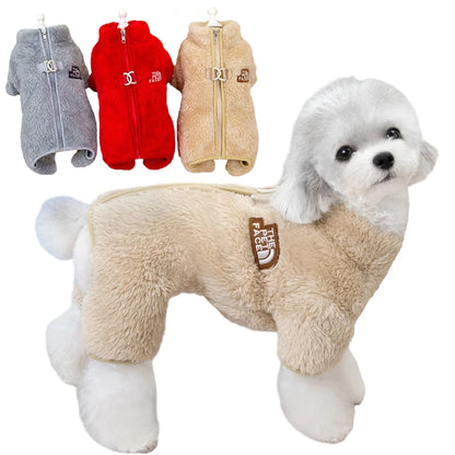 NEW Winter Dogs Jumpsuit Coat with Zipper Warm Pet Jacket Overalls for Small Dogs Cats Chihuahua Clothes Maltese Bulldog Onesies