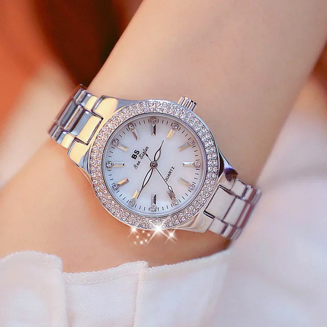 Golden Women Wrist Watches For Ladies Dress Watch Women Montre Femme Crystal Diamond Watches Stainless Steel Silver Clock