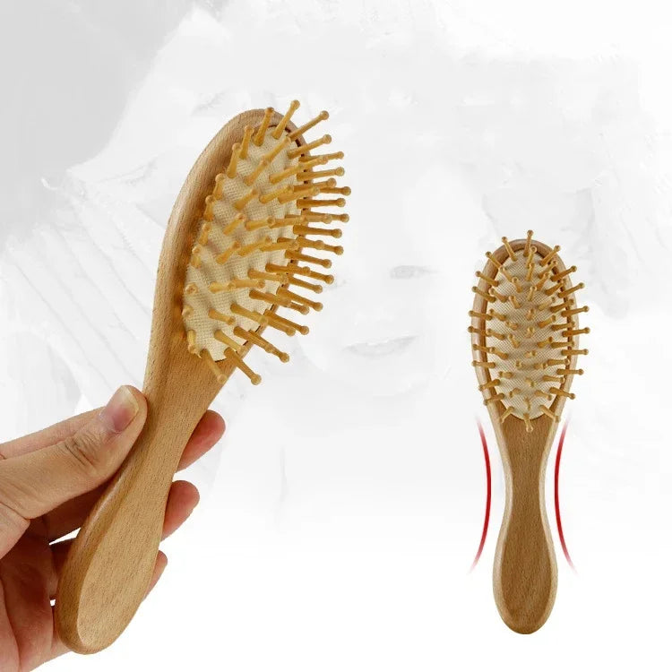 Newborn Baby Wooden Brush Baby Natural Wool Comb Newborn Hair Brush Infant Head Massager Portable Bath Brush Comb for Kids