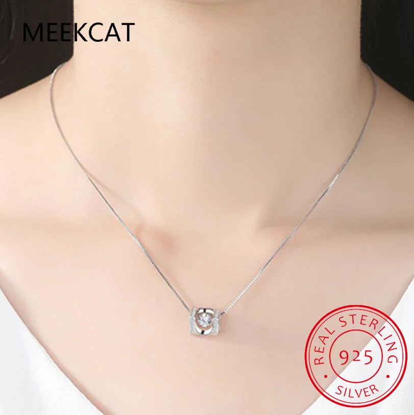 1/0.8 CT Moissanite Pendant For Women Simulated Diamond Necklace S925 Sterling Silver Jewelry Girl Valentine's Day Gift