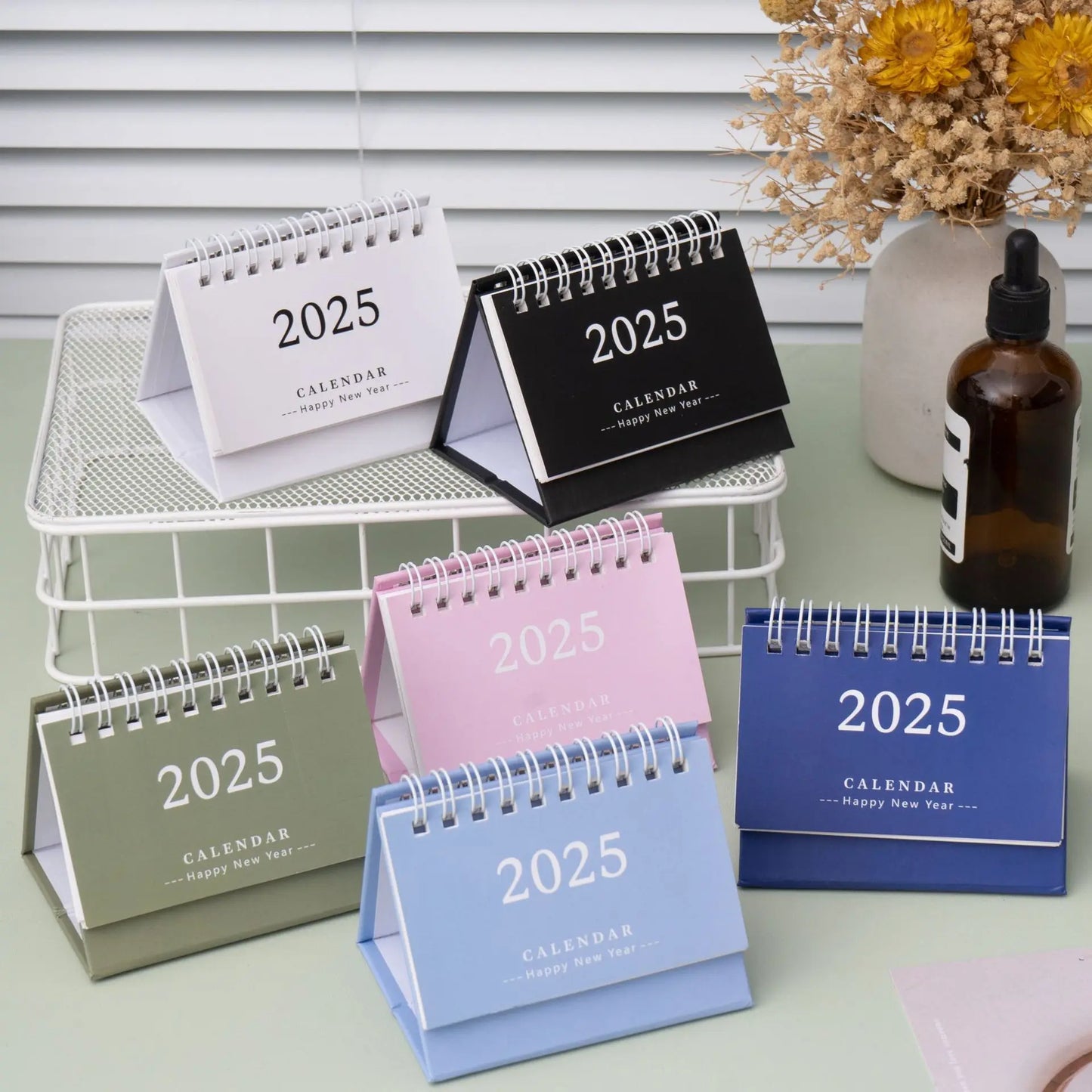 2025 Simple Style English Mini Desk Calendar Desktop Display Portable Calendar Desktop Decoration Handmade Diary