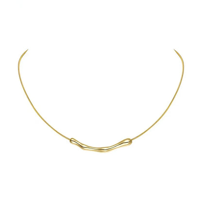 European and American Fashion Simple Stainless steel Gold Color Collarbone Chain For Women’s Fashion Short Necklaces Jewelry