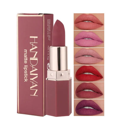 HANDAIYAN High-pigmented Matte Lipstick Velvet Waterproof Long-lasting Makeup Lips Cosmetics