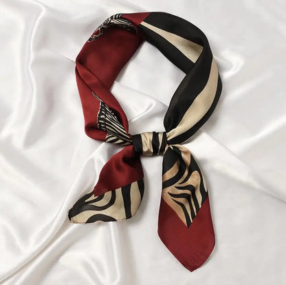 2022 New 70x70cm Women Multifunction Polyester Silk Scarf Animal Zebra Printed Satin Small Square Wraps Scarves Headband