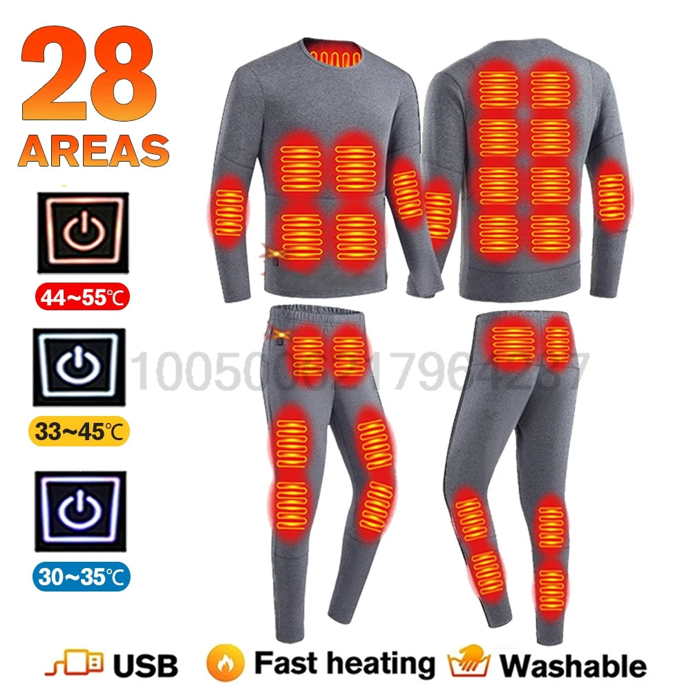 Winter Heated Underwear Set Women Men USB Electric Heating Jacket Winter Sports Thermal Underwear Electric Heated Equipment