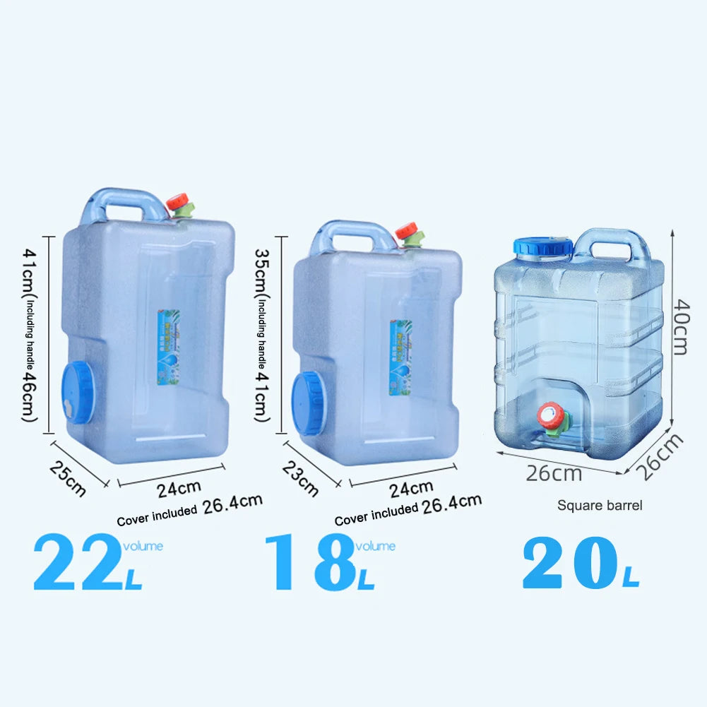 18/20/22L Car Water Buckets Food Grade Water Storage Tanks Driving Pure Car Water Tank Container with Faucet for Outdoor Camping