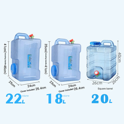 18/20/22L Car Water Buckets Food Grade Water Storage Tanks Driving Pure Car Water Tank Container with Faucet for Outdoor Camping