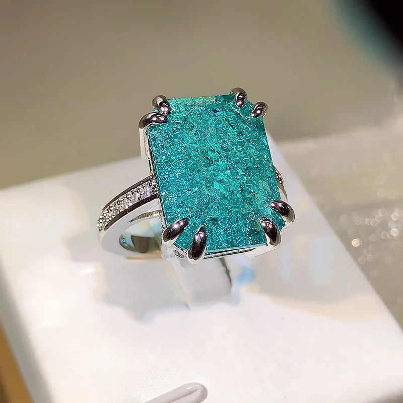 925 Silver New arrival Paraiba Tourmaline Gemstones Ring for Charm Lady finger fine jewelry silver wedding party wholesale gift