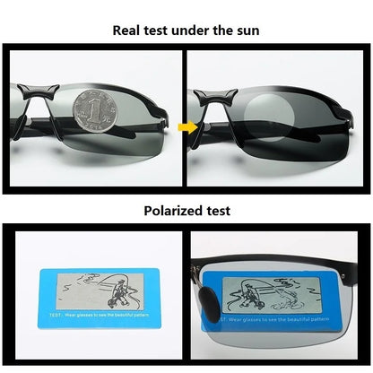 Men Photochromic Polarized Sunglasses Driving Fishing Chameleon Glasses Change Color Sun Glasses Day Night Vision UV400 Eyewear