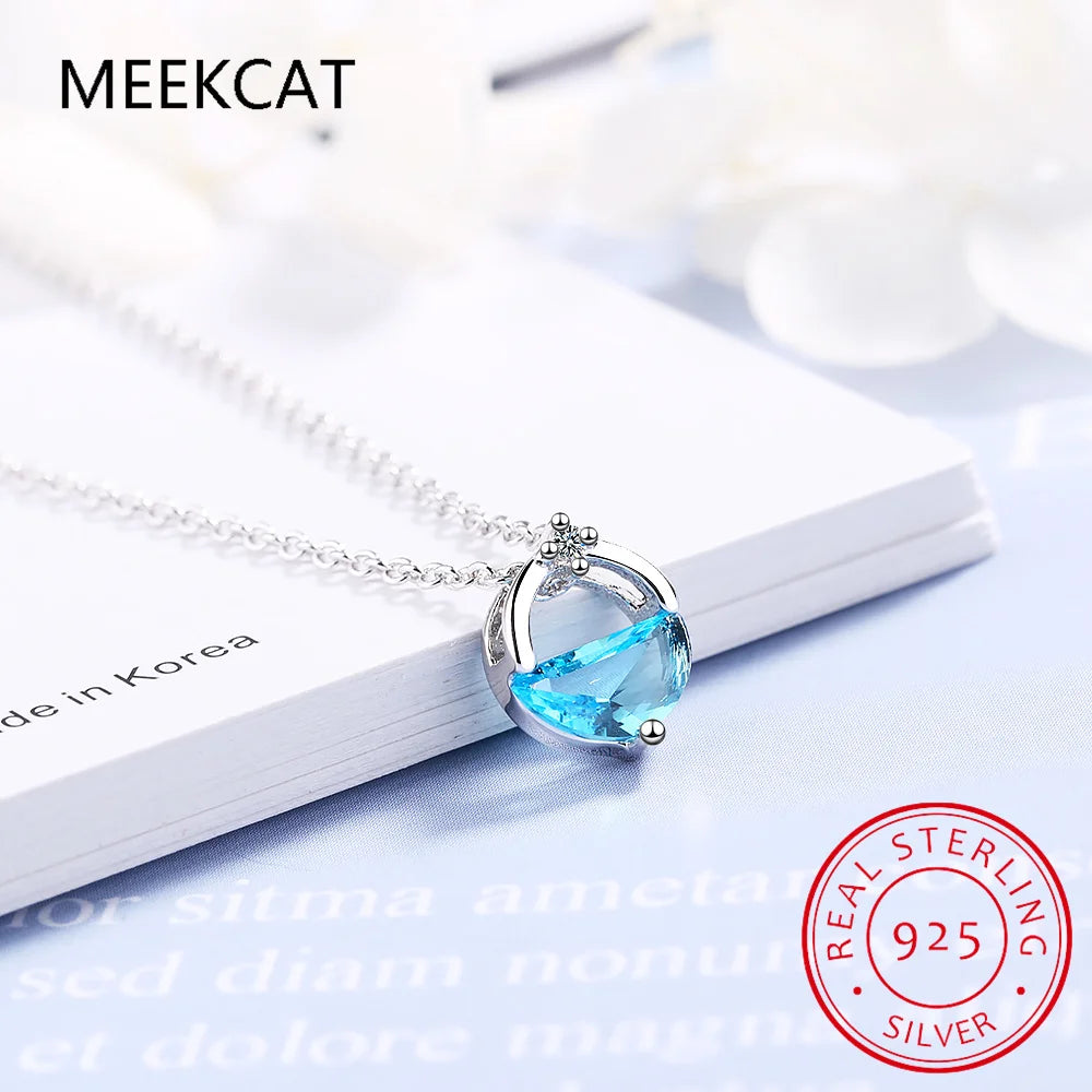 1CT D Color Real Moissanite Spring Water Round Pendant Necklace For Women Lab Diamond S925 Sterling Silver Fine Jewelry Gift