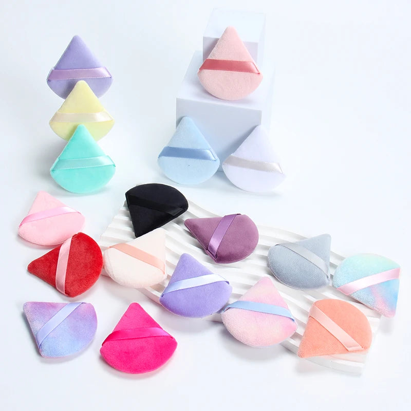 2 件 Triangle Powder Puff Face Makeup Sponge Soft Velvet Cosmetic Puff Blender Beauty Foundation Sponge Make up Accessories