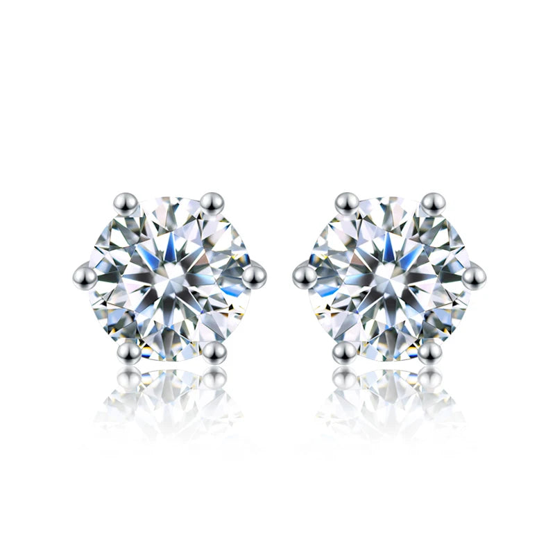 GRA 0.5ct-2ct D Color Certified Moissanite Stud Earrings