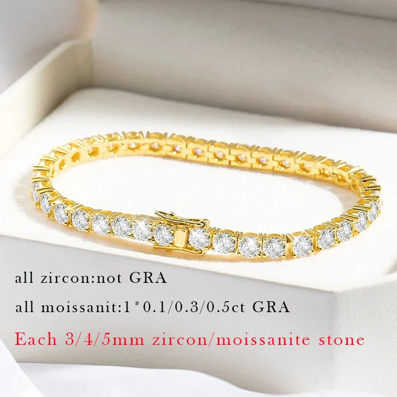 18k Gold Plated Moissanite Tennis Bracelet