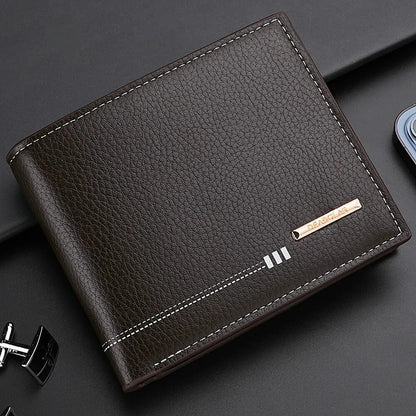 New Men's Wallet Credit Card Holder Zipper Coin Purse High-Quality Lychee Pattern Business Short Wallet For Men