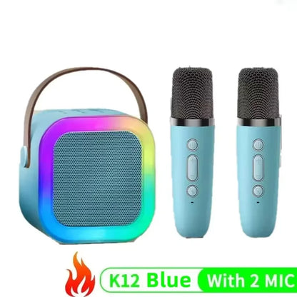 Bluetooth K12 Karaoke Machine Portable 5.3 PA Speaker System with 1-2 Wireless Microphones Home Family Singing Children's Gifts