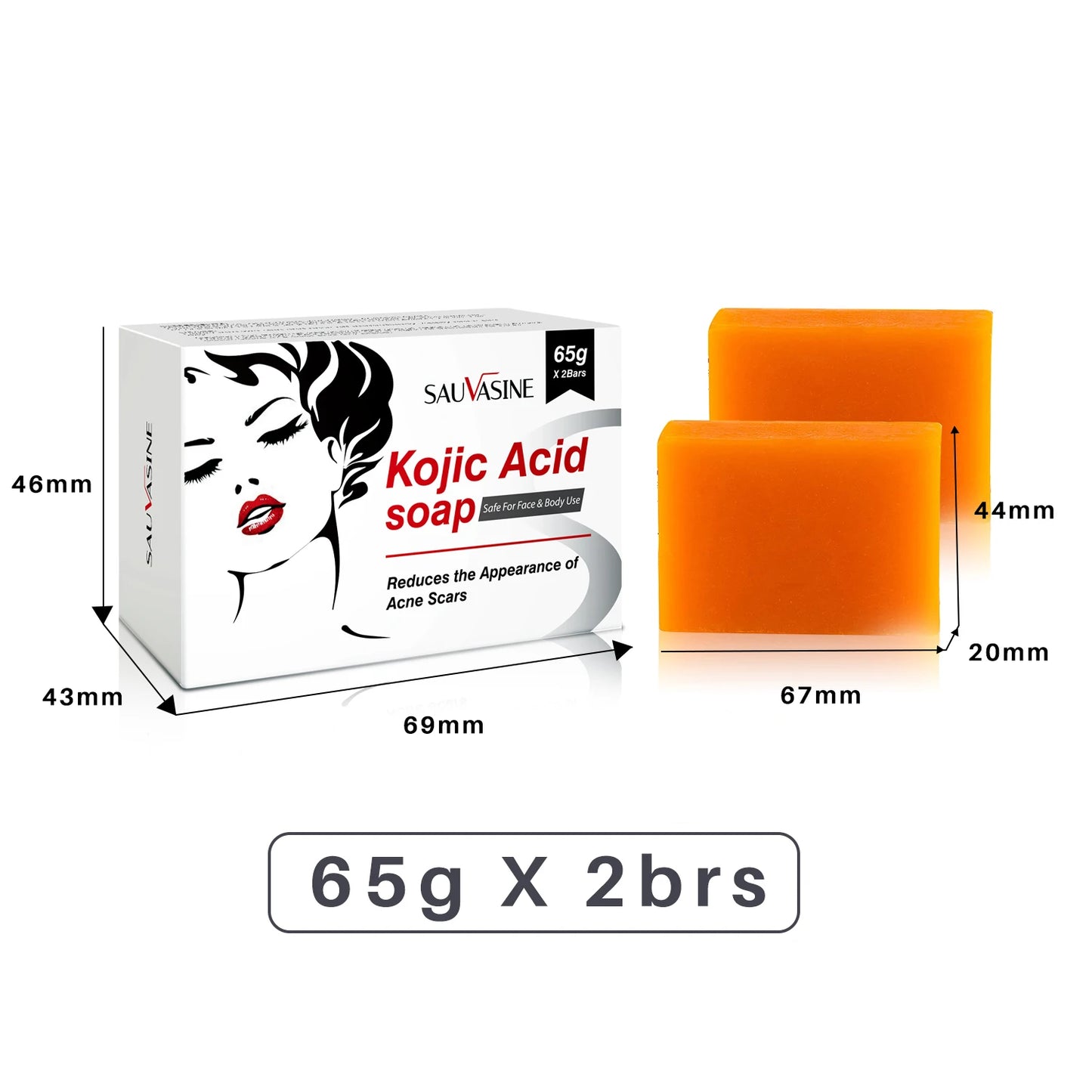 Kojic Acid Glow Soap Facial Deep Cleaning Even Skin Tone Skin Lightening Soap Oil Control Moisturizing Skin Care 65g x2