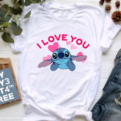 stitch T Shirt Women Summer Tops Cartoon