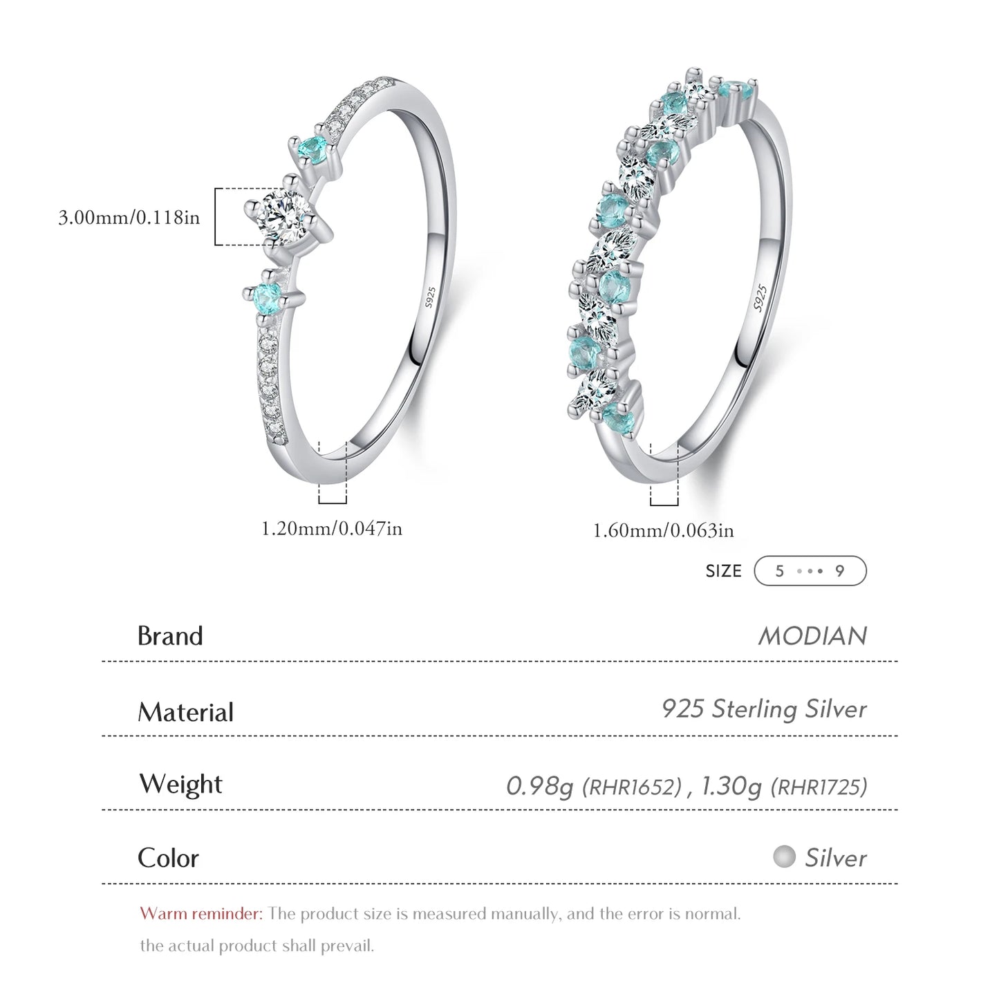 925 Sterling Silver Eternity Band Paraiba Rings