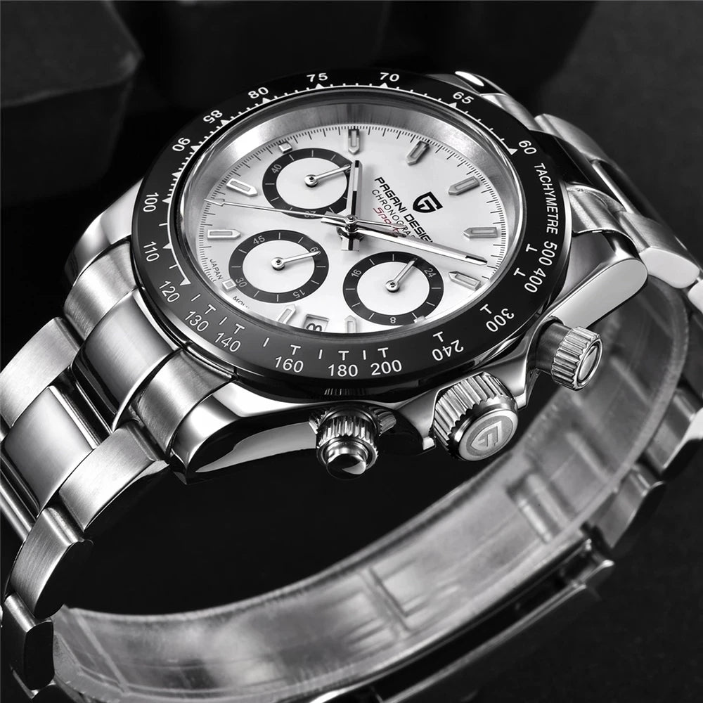 40mm New V2 PAGANI DESIGN Men's Quartz Watches Sapphire Retro Chronograph Stainless Steel Waterproof Watch Men Relogio Masculino