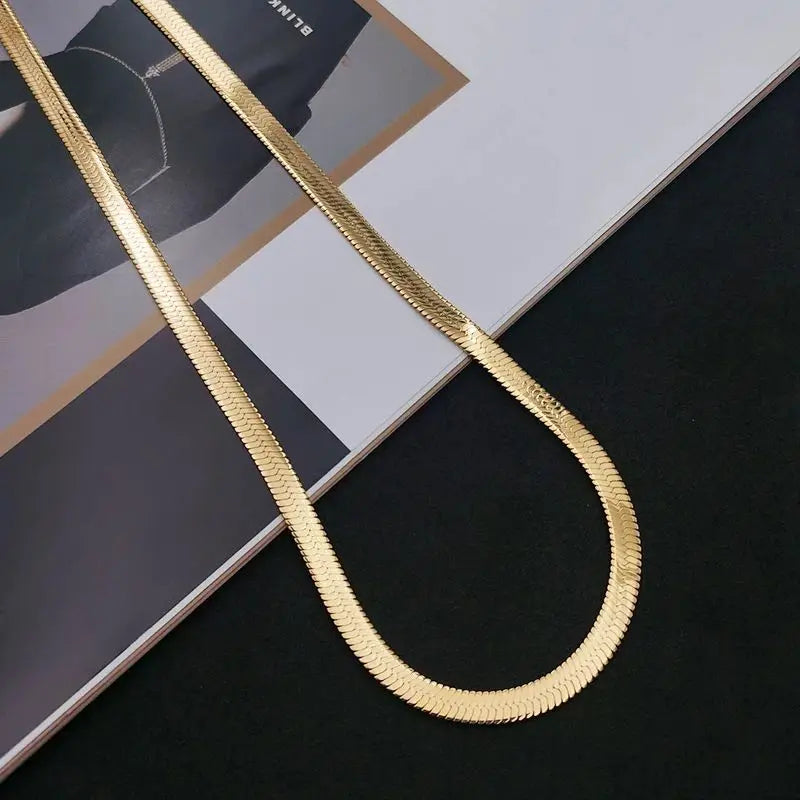 New in Gold 18 k 18/20/22/24 Inch 4MM Blade Men Women's Chain Necklace Luxury Designer Jewelry  GaaBou Jewellery