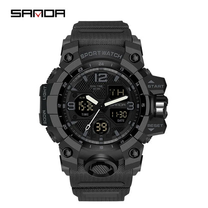 Watches For Men 50M Waterproof Clock Alarm reloj hombre 2024 Dual Display Wristwatch Quartz Military Watch Sport New Mens