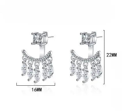 Real Certified D Color Moissanite Drop Stud Earrings 925 Sterling Silver for Women Sparking Jewelry Front and Back Piercing Ear