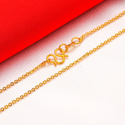 Simple 14k yellow Gold Plated Versatile Necklaces for women Fashion Clavicle Chainnot fade Wedding Anniversary High Jewelry Gift