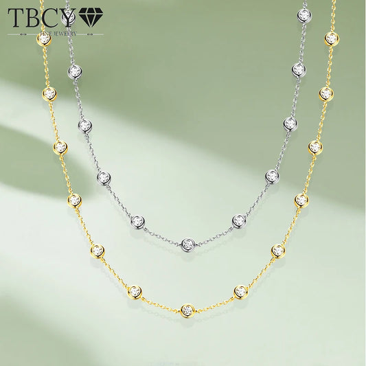 TBCYD 3/4/5mm D Color Moissanite Choker Necklace For Women S925 Silver Round Cut Diamond Bubble Neck Chain Party Jewelry Gifts