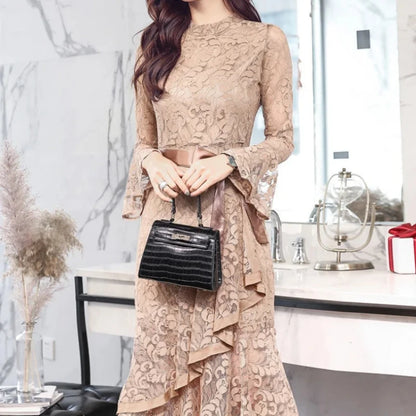 Spring Autumn 2025 Female Dress New In Lace Elegant and Pretty On Sale Clearance Beautiful Features Women's Long Sleeve Dresses