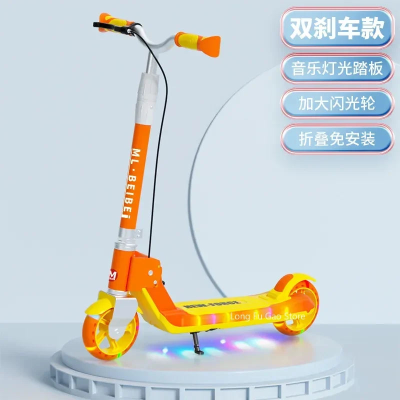 Scooter for children aged 6-10 to 12, adult boys and girls, two wheeled folding pedal sliding roller coaster