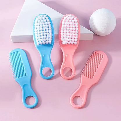 2Pcs/Set Baby Hairbrush Comb Portable Newborn Infant Toddlers Soft Hair Brush Head Massager Set Baby Kids Hair Care Supplies