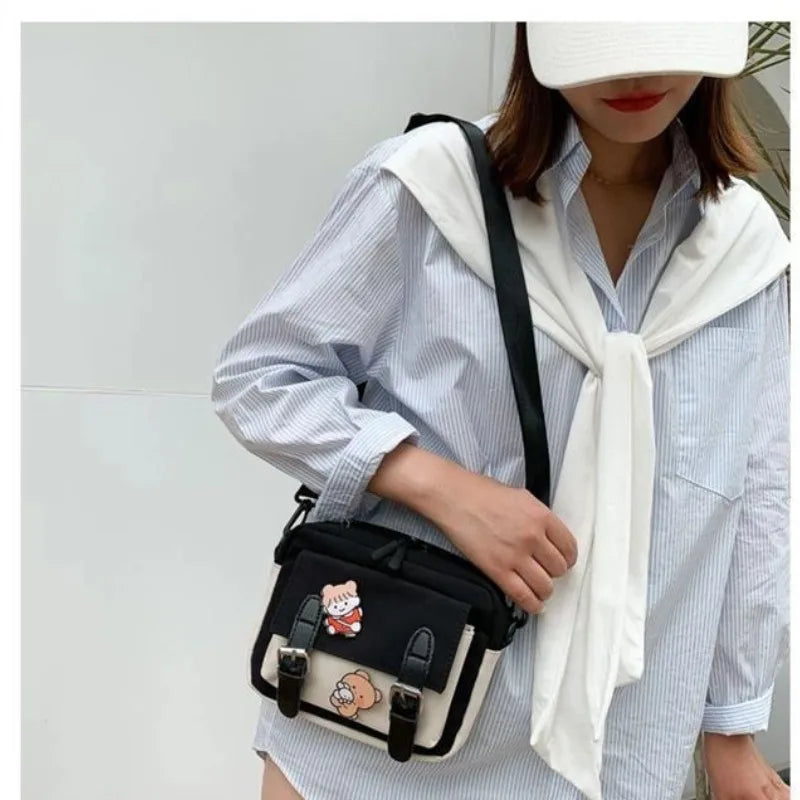 Korean Style Canvas Shoulder Bag For Women New Fashion Female Crossbody