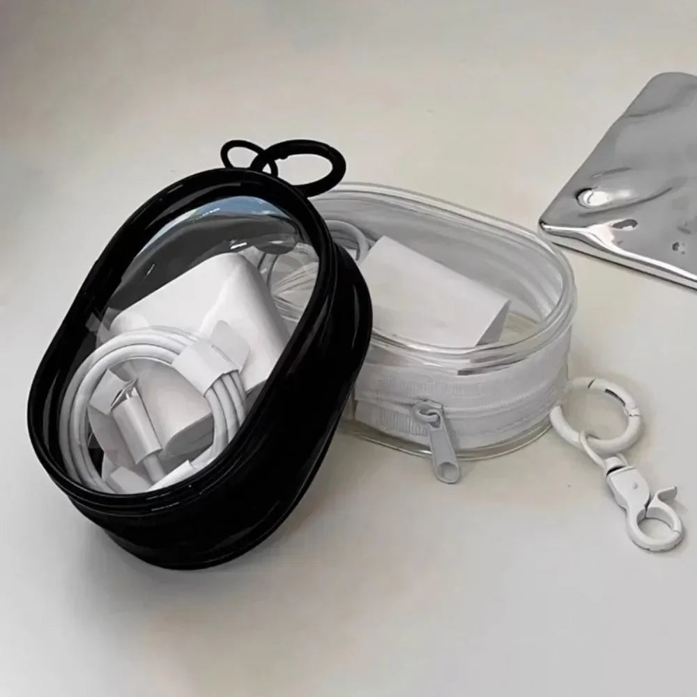 Multifunctional Clear Data Cable Storage Box Outdoor Travel Headset Storage Bag Data Cable Round Storage