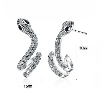 Punk Genuine 100% 925 Sterling Silver Long Bohemian Snake Stud Earrings for Fashion Women Party Animal Jewelry Gift 2023